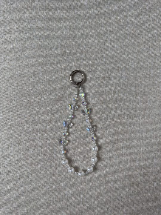 Rhinestones Phone Chain Aesthetic Keychain Wristlet Gems Pearls Beads Bag Charms Car Key Chain Women Rhinestone Pearl Purse Charm Cell Phone Wrist Strap Crystal Bead Phone Charm Keychain Accessories