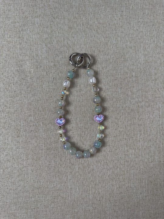 Rhinestones Phone Chain Aesthetic Keychain Wristlet Gems Pearls Beads Bag Charms Car Key Chain Women Rhinestone Pearl Purse Charm Cell Phone Wrist Strap Crystal Bead Phone Charm Keychain Accessories