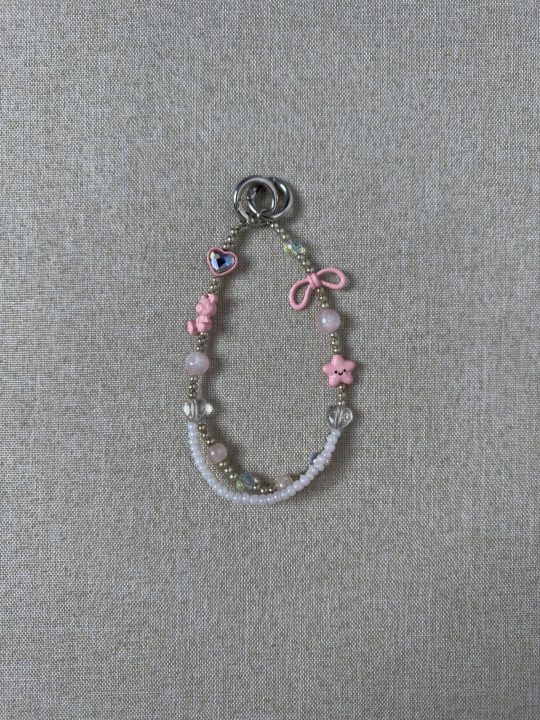Beaded Bag Chain with Heart/Cube/Round Beads | Alloy Clasps for DIY Crafts | Women’s Handbag & Accessory Decoration Charms