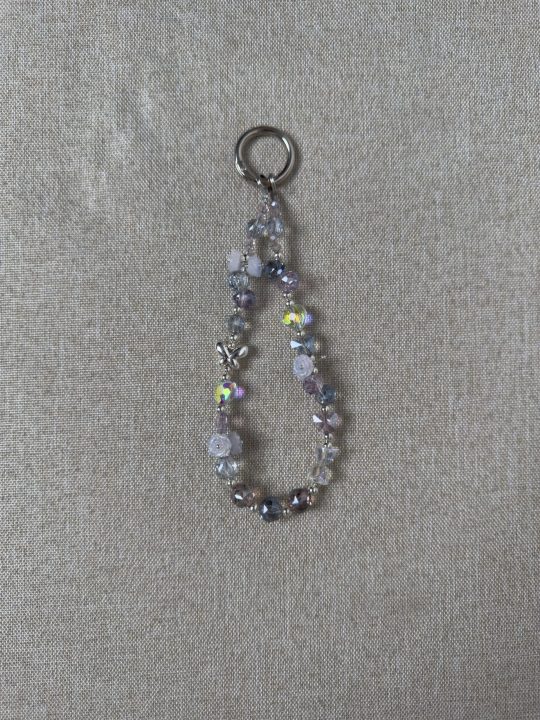 Rhinestones Phone Chain Aesthetic Keychain Wristlet Gems Pearls Beads Bag Charms Car Key Chain Women Rhinestone Pearl Purse Charm Cell Phone Wrist Strap Crystal Bead Phone Charm Keychain Accessories