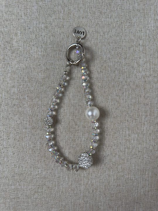 Rhinestones Phone Chain Aesthetic Keychain Wristlet Gems Pearls Beads Bag Charms Car Key Chain Women Rhinestone Pearl Purse Charm Cell Phone Wrist Strap Crystal Bead Phone Charm Keychain Accessories